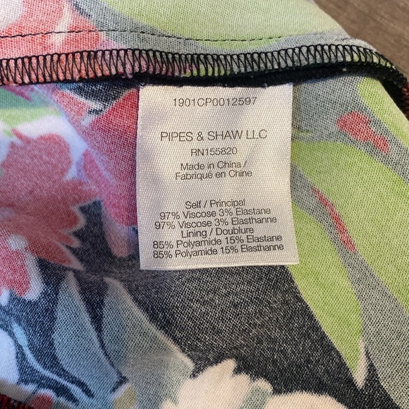 SAFFRON FLORAL-PRINT STRAPLESS COCKTAIL DRESS IN BLACK MULTI - Picture 7 of 7